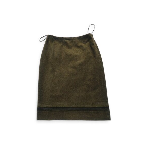 Brooks Brothers Green Wool Knee-Length Pencil Skirt with Striped Hem - Picture 7 of 7